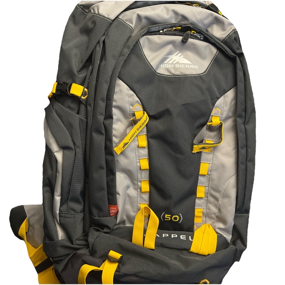 High Sierra Hiking Backpack, Black/Slate/Gold 50L NWT 50 Rappel